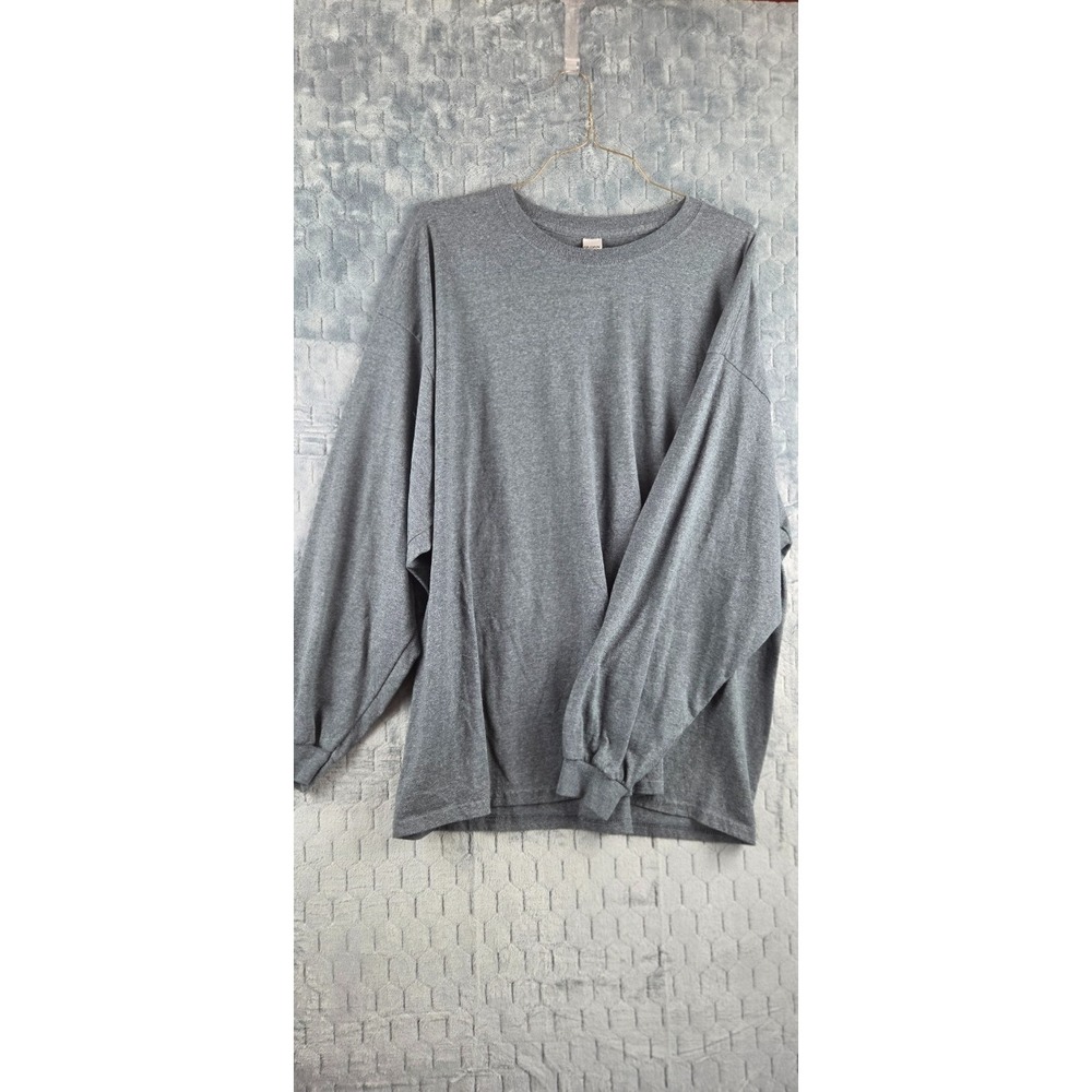 Gildan Heavy Cotton Long Sleeve T-Shirt Blank Plain Tee 3XL Gray